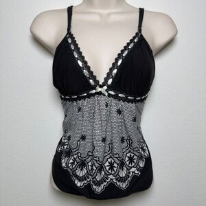 Studio Donatella‎ Women Whimsigoth Babydoll Cami Top Small Black Lace Coquette